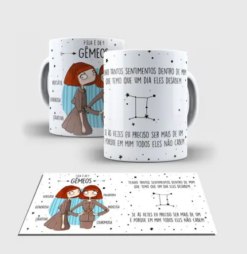 Caneca Branca - Coleção Signos - GEMEOS