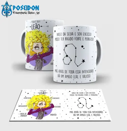 Caneca Branca - Coleção Signos - LEÃO
