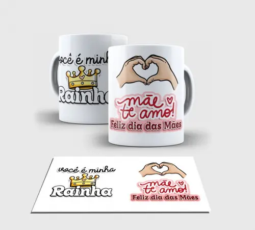 Caneca Branca -feliz Dia das Mães A6