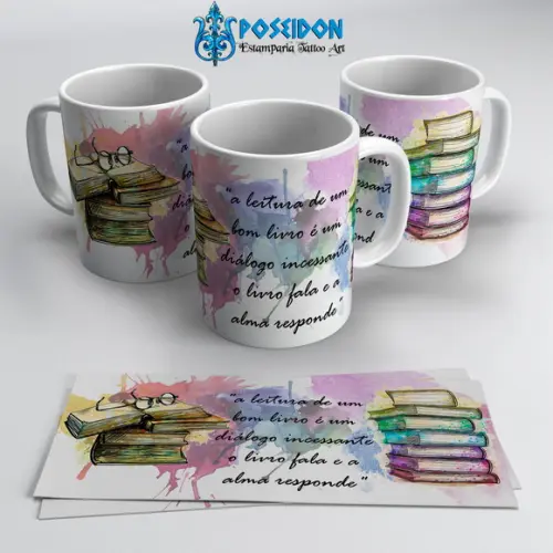 Caneca Branca Personalizada - LIVROS