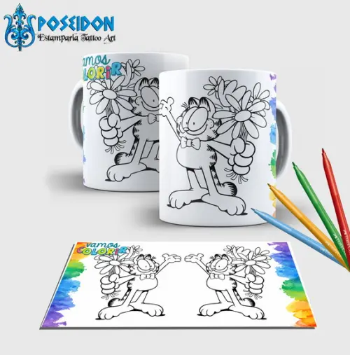 Caneca branca Personalizada com canetinha -Garfield