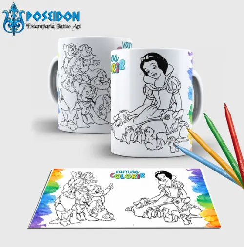 Caneca branca Personalizada com canetinha -Branca de Neve