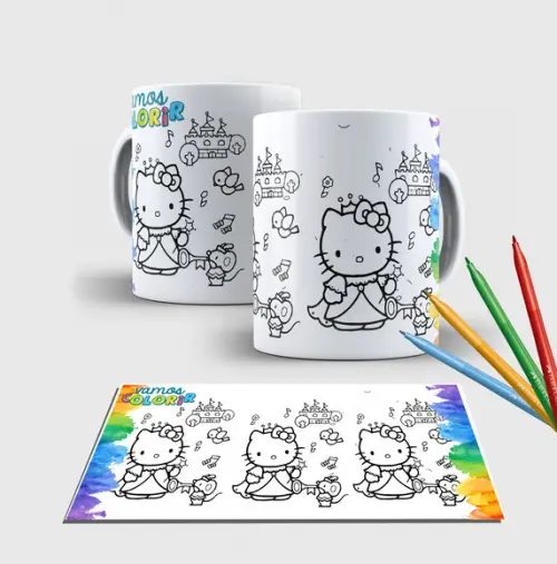 Caneca branca Personalizada com canetinha -Hello Kit