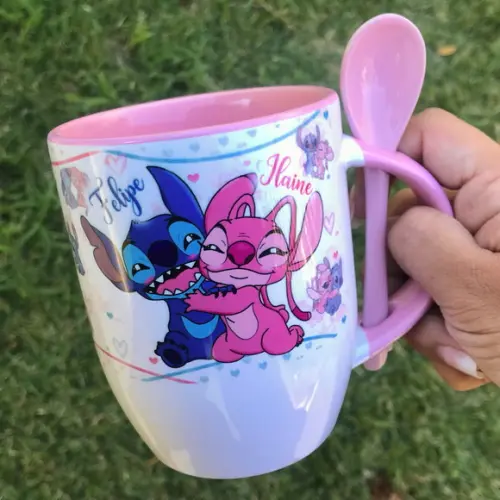 Caneca com colher personalizada - Sticht e Angel