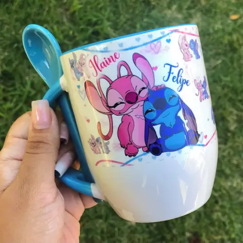 Caneca com colher personalizada - Sticht e Angel