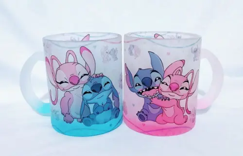 Caneca Jateada - Stitch e Angel