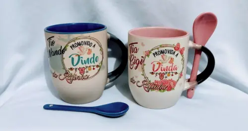 Caneca mágica c/ colher - Dinda OU Dindo