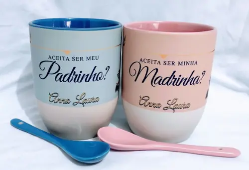 Caneca Mágica c/ Colher - Madrinha ou Padrinho