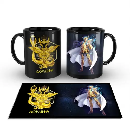 Caneca Preta - SIGNOS - Cavaleiros de Ouro - AQUARIO