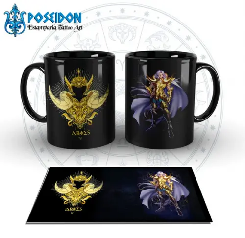 Caneca Preta - SIGNOS - Cavaleiros de Ouro - ARIES