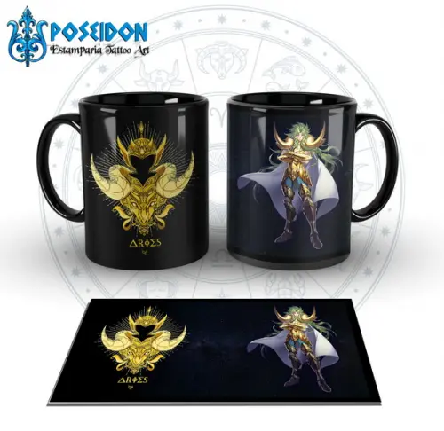 Caneca Preta - SIGNOS - Cavaleiros de Ouro - ARIES SHION