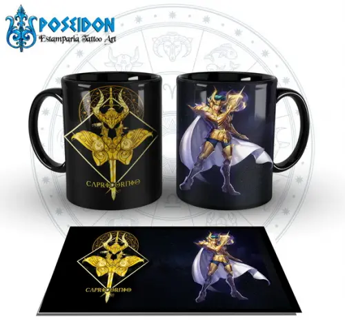 Caneca Preta - SIGNOS - Cavaleiros de Ouro - CAPRICORNIO