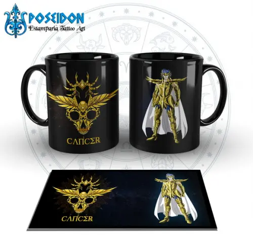 Caneca Preta - SIGNOS - Cavaleiros de Ouro - CANCER MANIGOLD