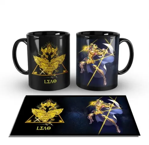 Caneca Preta - SIGNOS - Cavaleiros de Ouro - LEÃO