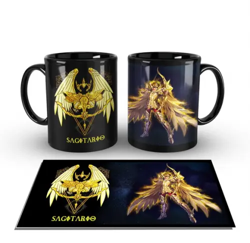 Caneca Preta - SIGNOS - Cavaleiros de Ouro - SAGITARIO