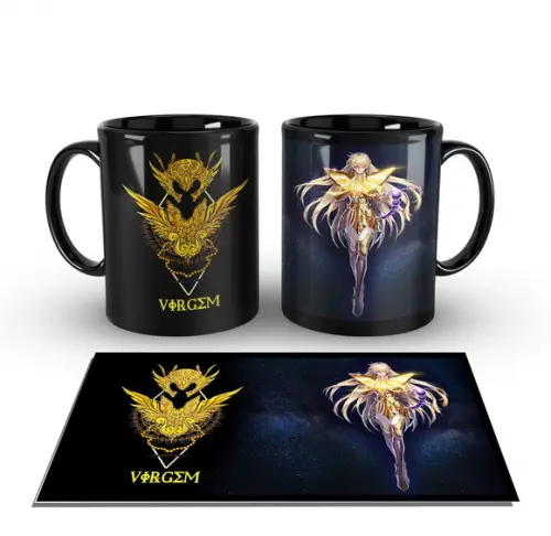 Caneca Preta - SIGNOS - Cavaleiros de Ouro - Virgem