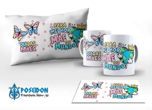 Kit Caneca + Almofada Personalizada - Feliz Dia das Mães A1
