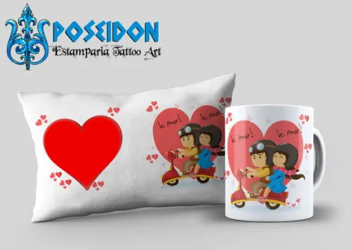 Kit Caneca + Almofada + Chinelo "Dia dos Namorados"