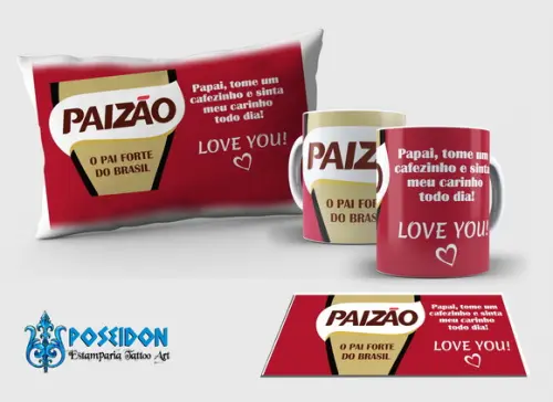 Kit Caneca + Almofada Personalizada "Dia dos Pais" Café