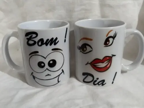 KIT Caneca Branca Personalizada - BOM DIA