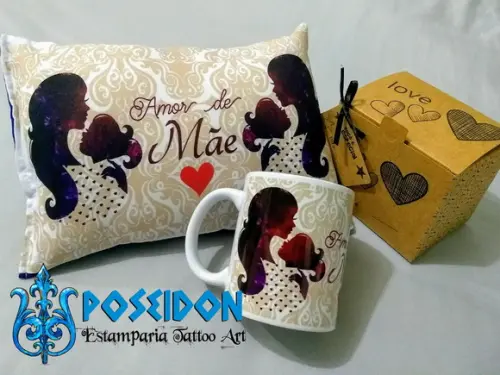 Kit Caneca Branca + Almofada Personalizada
