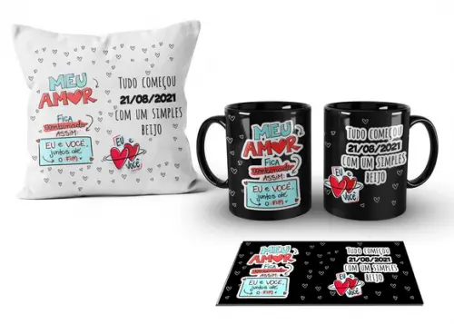 Kit Caneca Preta + Almofada Personalizada 30x30