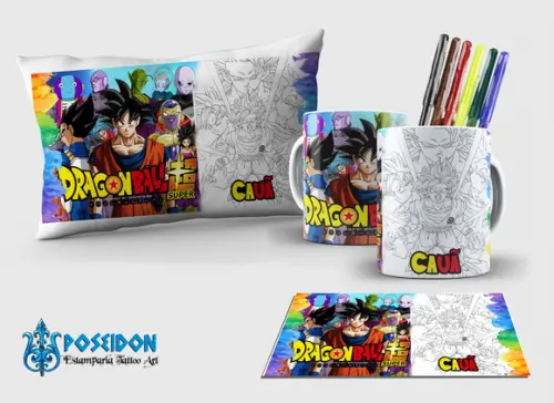 Kit das crianças - Caneca + Almofada + Canetinha - DragonBal
