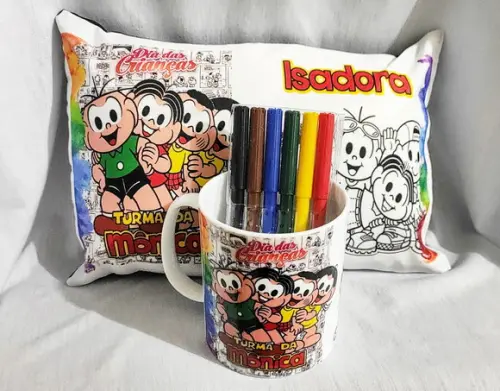 Kit das crianças - Caneca + Almofada + Canetinha - M2