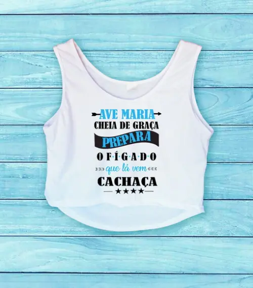 Regata Cropped "lá Vem Cachaça"
