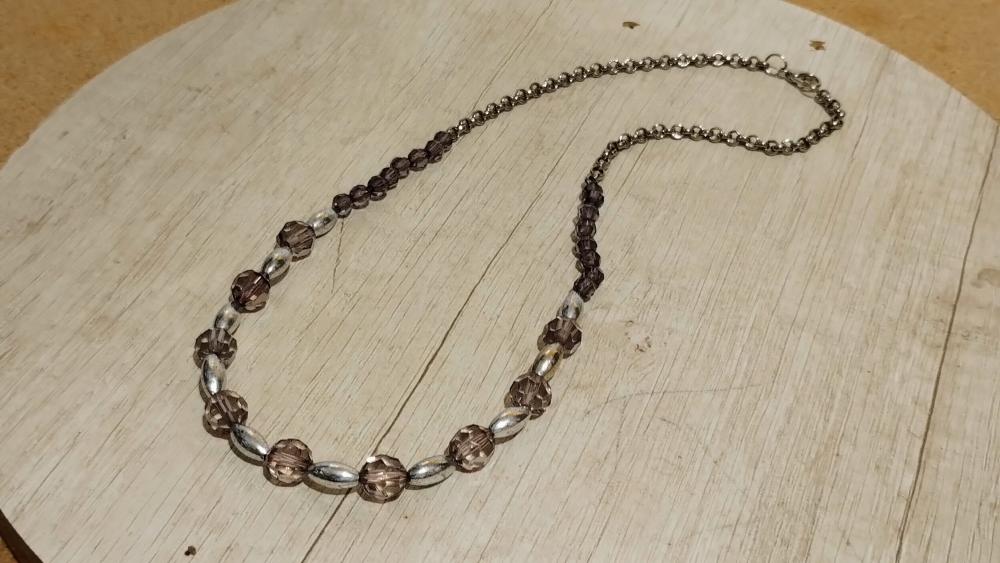 Colar Prata com Cristais fumê