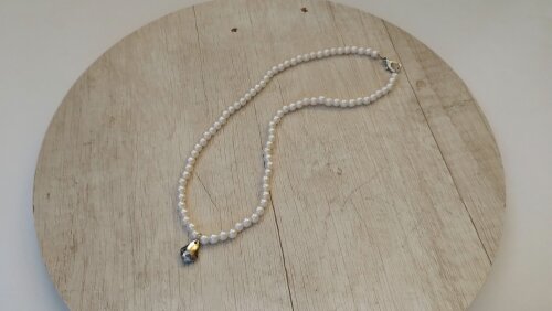 Colar de Pérolas com pingente Aço