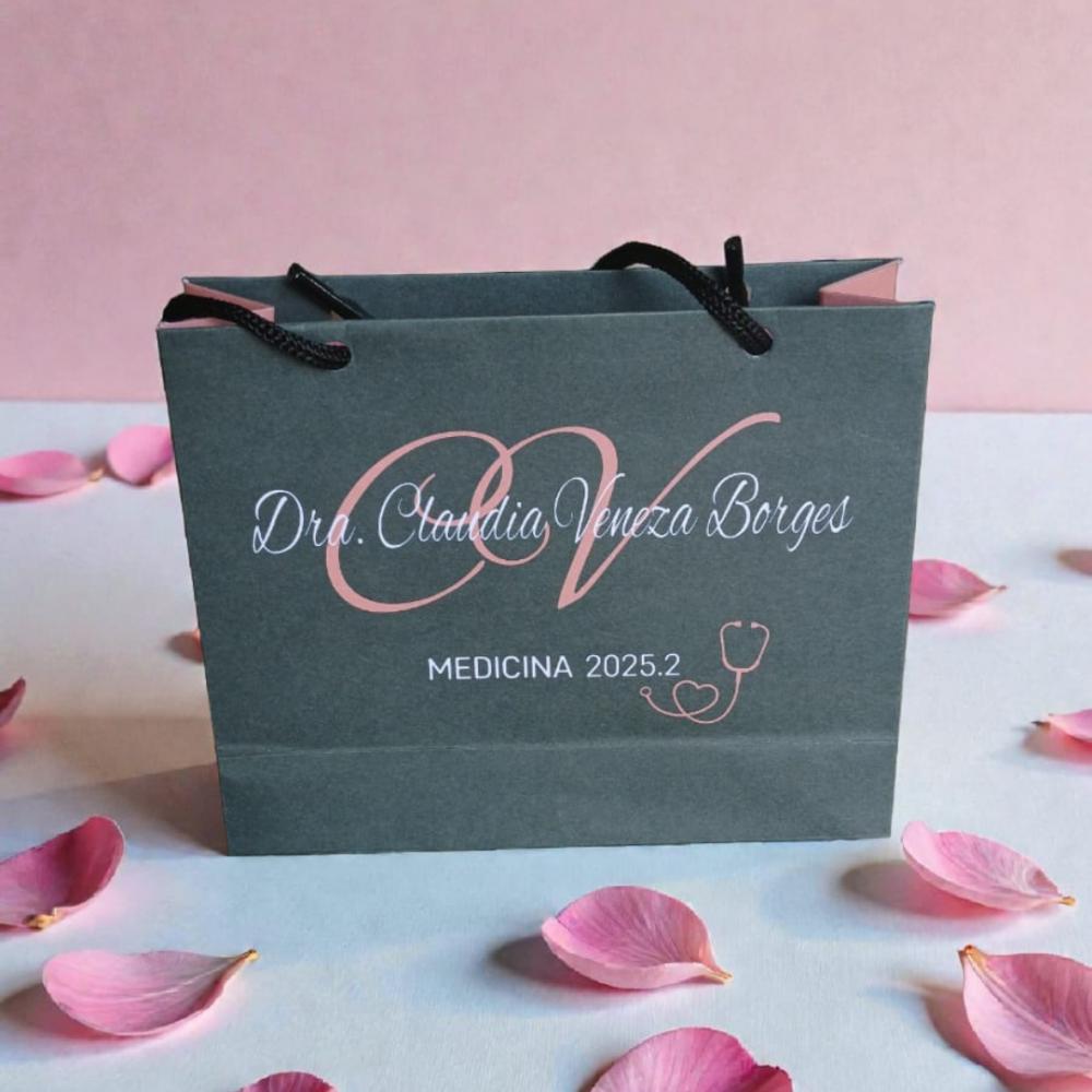 Sacola de Papel Personalizada com Logo - Pacote com 30 Unidades
