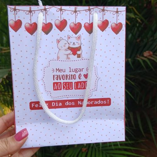 Sacola Dia Dos Namorados 13x16x5,5 Cm | Pacote Com 10 Un