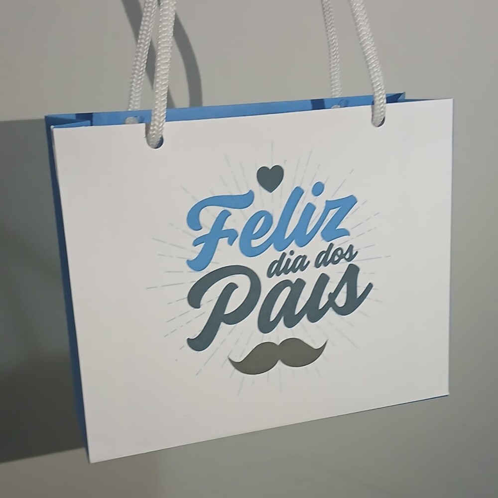 Sacola para Lembrancinha Dia dos Pais | Papel Offset | Kit com 10