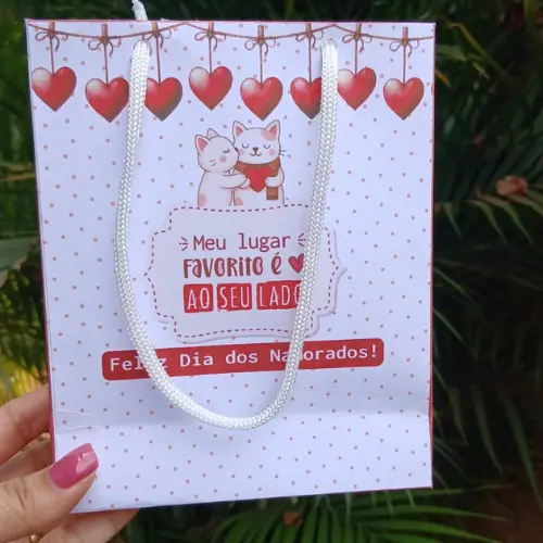 Sacola Dia Dos Namorados 13x16x5,5 Cm | Pacote Com 10 Un