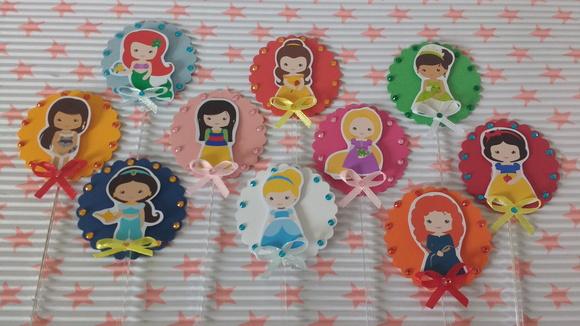 Kit 10un - Topper para Cupcake - Princesas