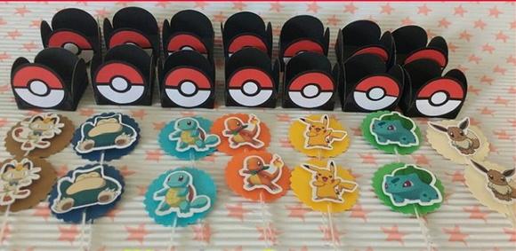 Kit 20un - Forminha + Topper - Pokemon