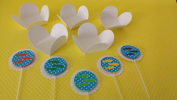 Kit 20un - Forminha + Topper Peixinhos