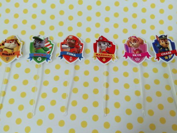Kit 24un - Topper para Docinhos - Patrulha Canina
