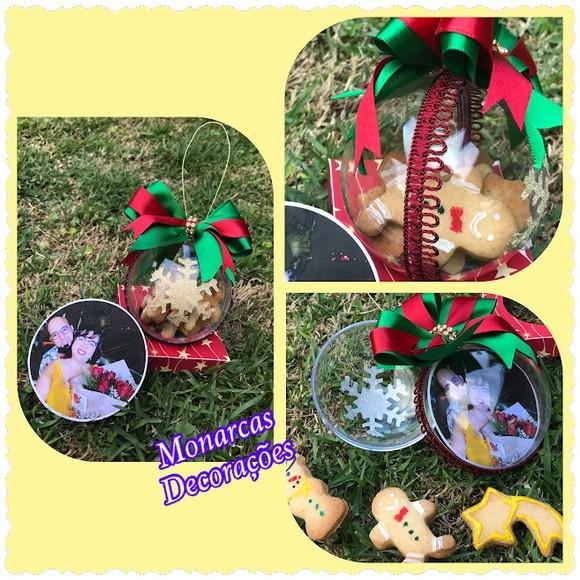 Kit 4un Bola de Natal - Acrílico com Biscoito