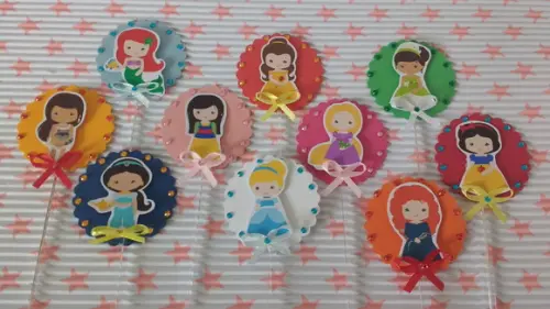 Kit 10un - Topper para Cupcake - Princesas