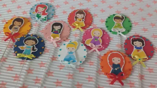 Kit 10un - Topper para Cupcake - Princesas