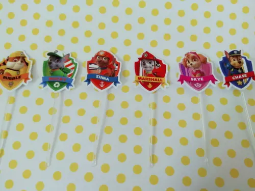 Kit 24un - Topper para Docinhos - Patrulha Canina