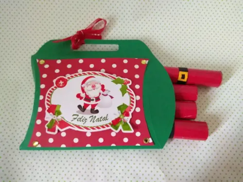Mini sacola de Natal com 4 chocolates