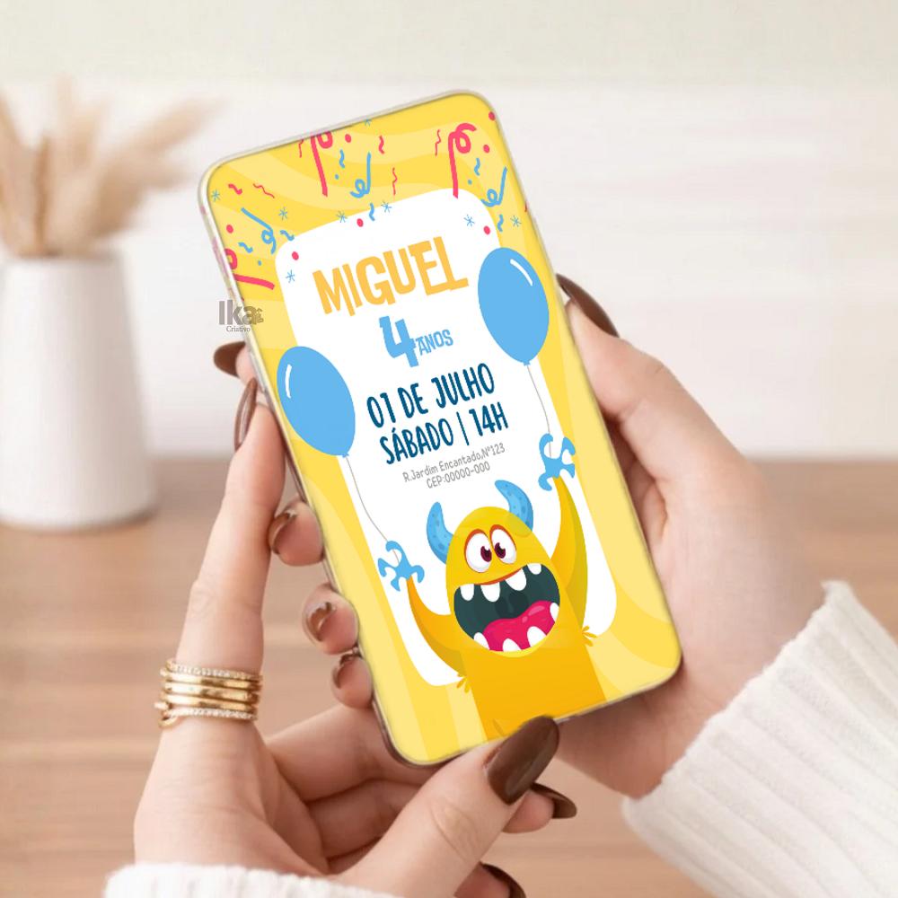 Convite Virtual Mostro Personalizado