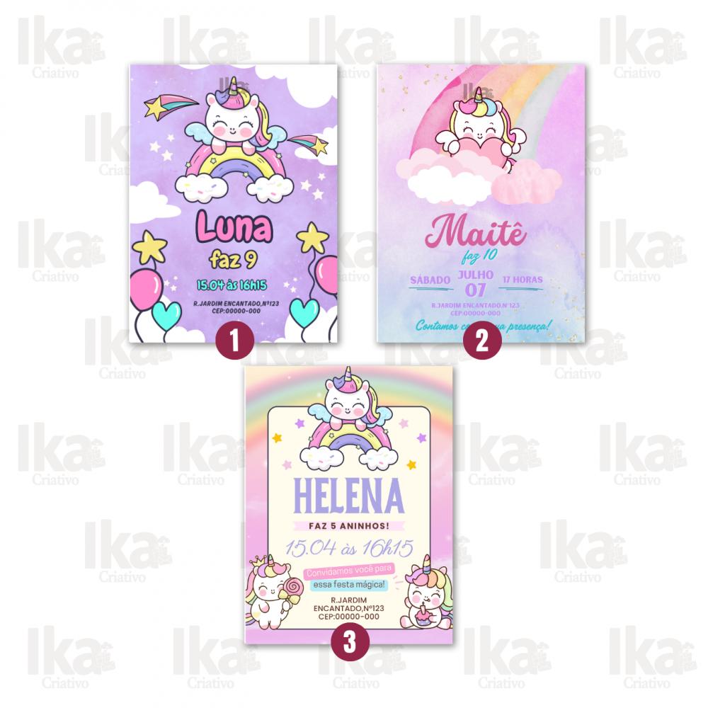 Convite Digital Unicórnio Personalizado