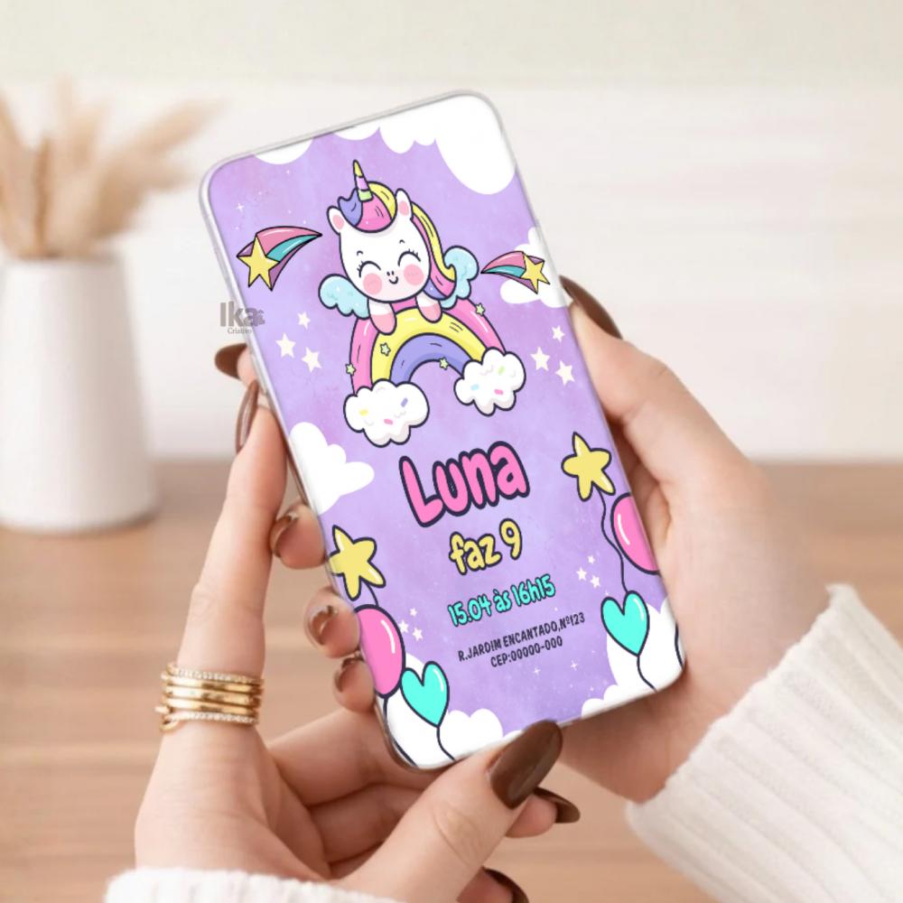 Convite Digital Unicórnio Personalizado