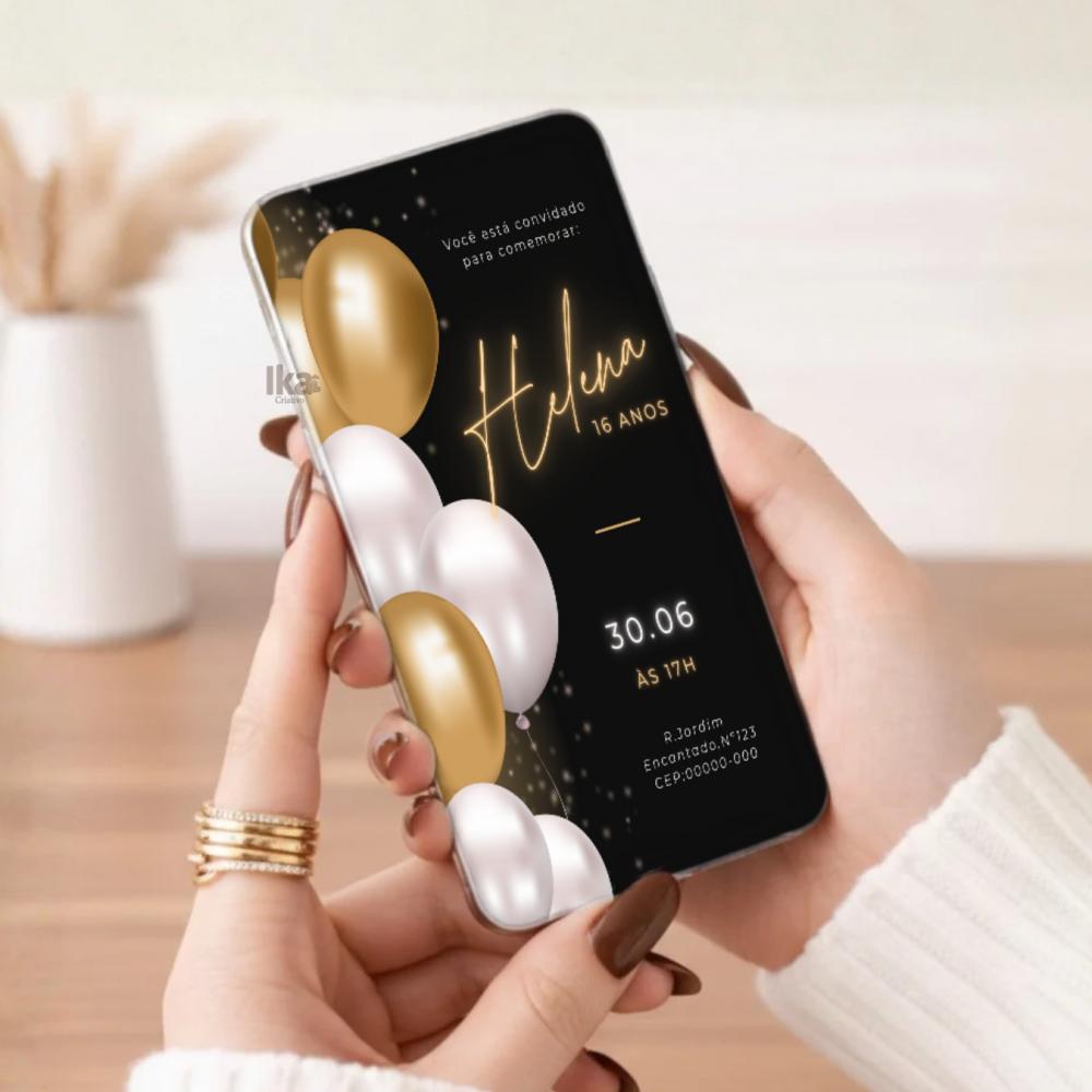 Convite 15 Anos Personalizado Digital para Festa Debutante