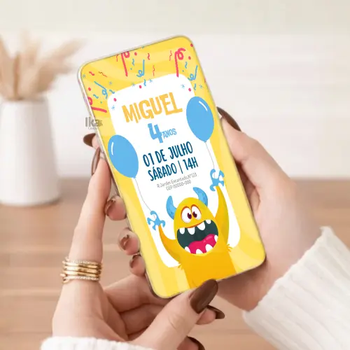 Convite Virtual Mostro Personalizado