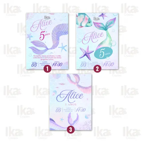 Convite Digital Pequena Sereia Personalizado